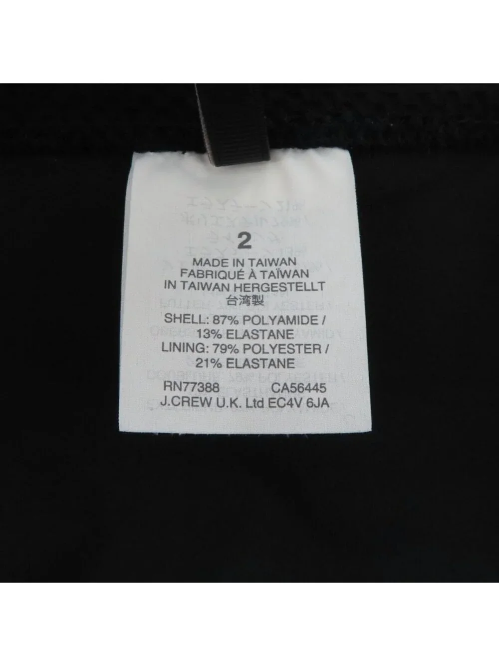 J Crew Women 2 Solid Black Puckered One Piece Swimsuit Ruffle Straps V Neck